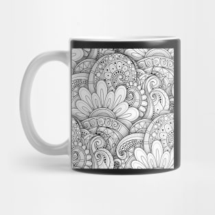 Non Colored 3d Pattern with Floral Motifs Mug